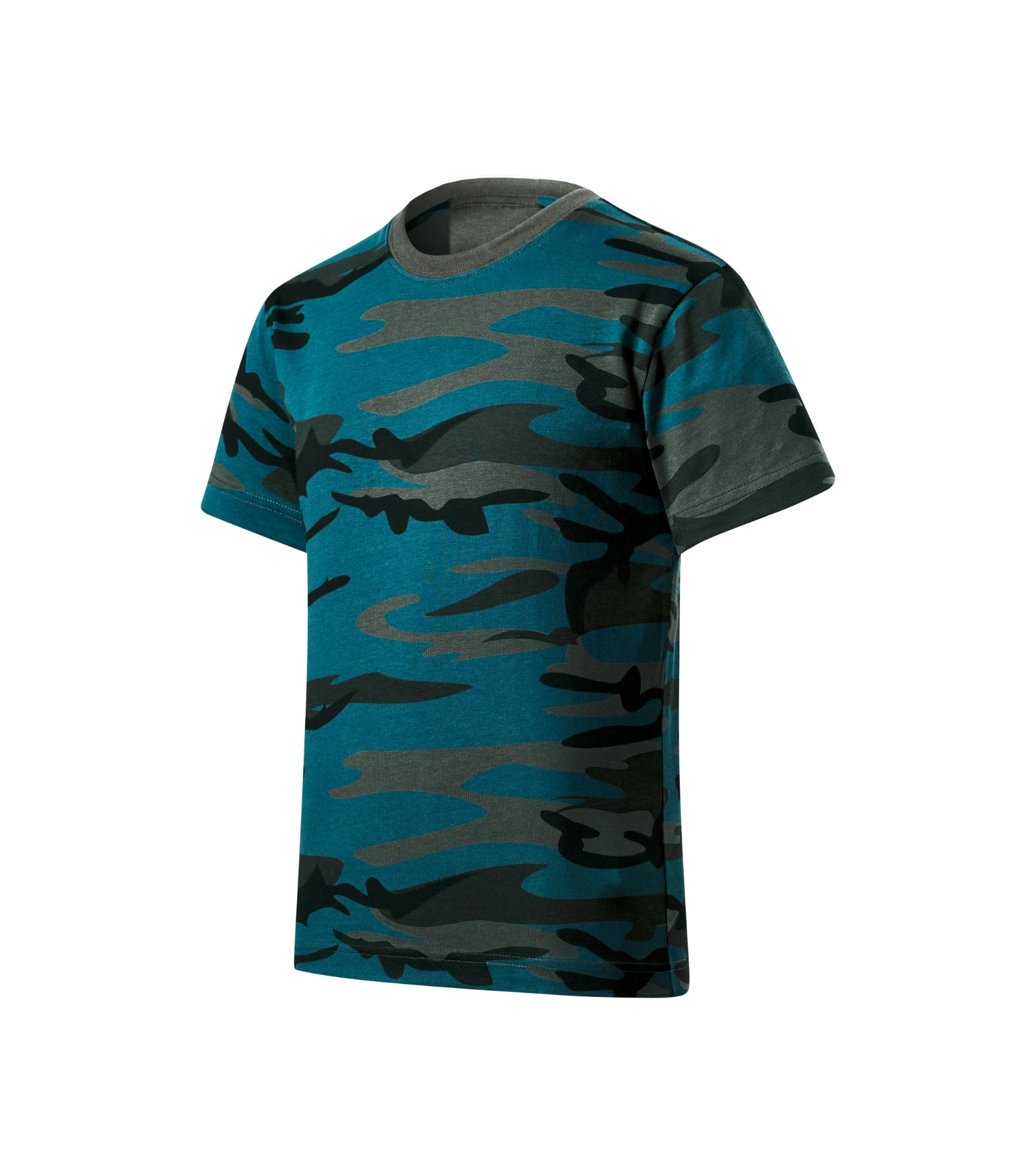 Alder Path - T-Shirt Kinder 100% Baumwolle - 149, Camouflage Petrol, Größe 158 cm/12 years