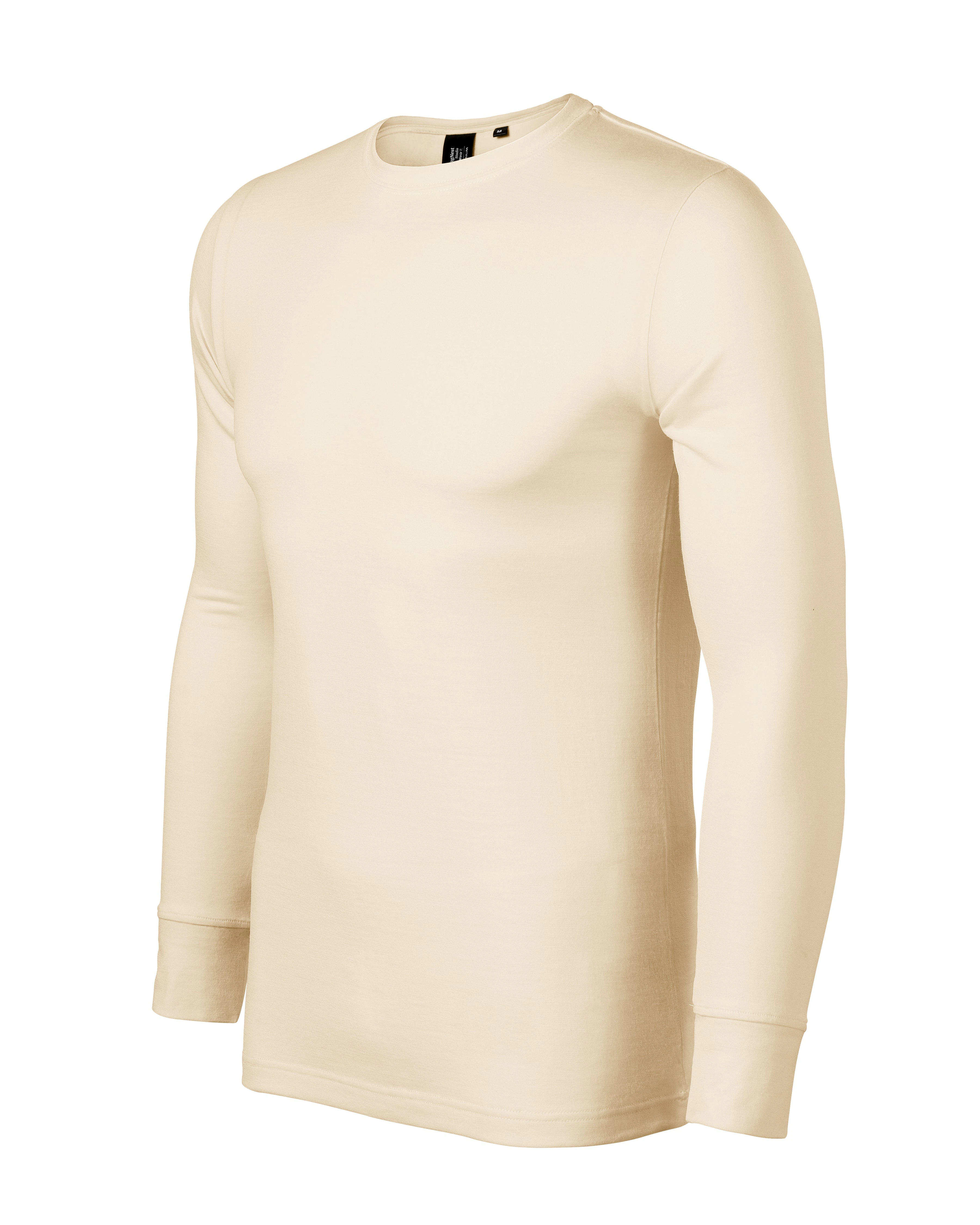 Steel Haven - T-Shirt Herren 100% Merinowolle (long sleeve) - 159, Mandel, Größe S
