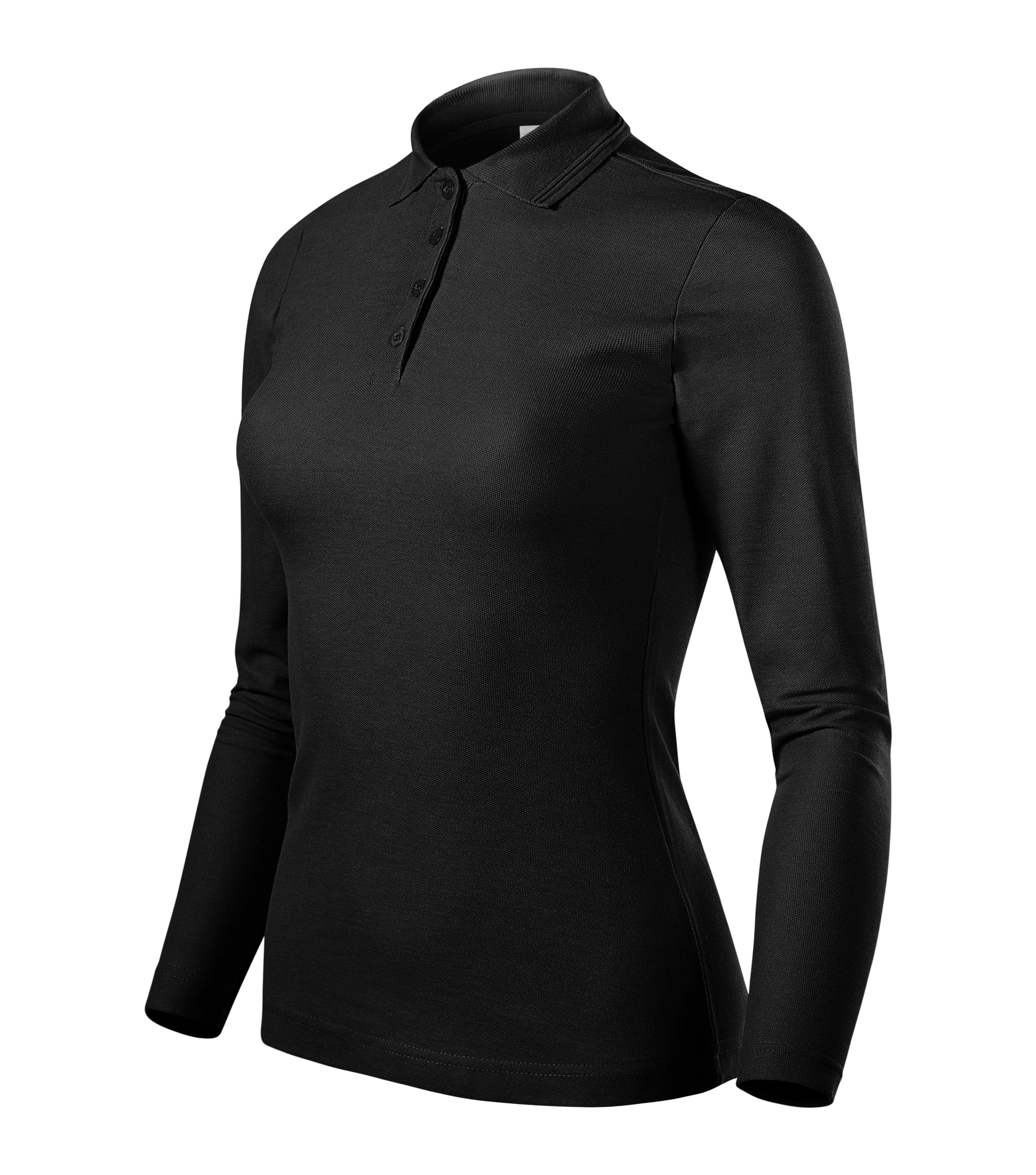 Coralia - Poloshirt Damen 65% Baumwolle 35% Polyester (long sleeve) - 231, Schwarz, Größe XS