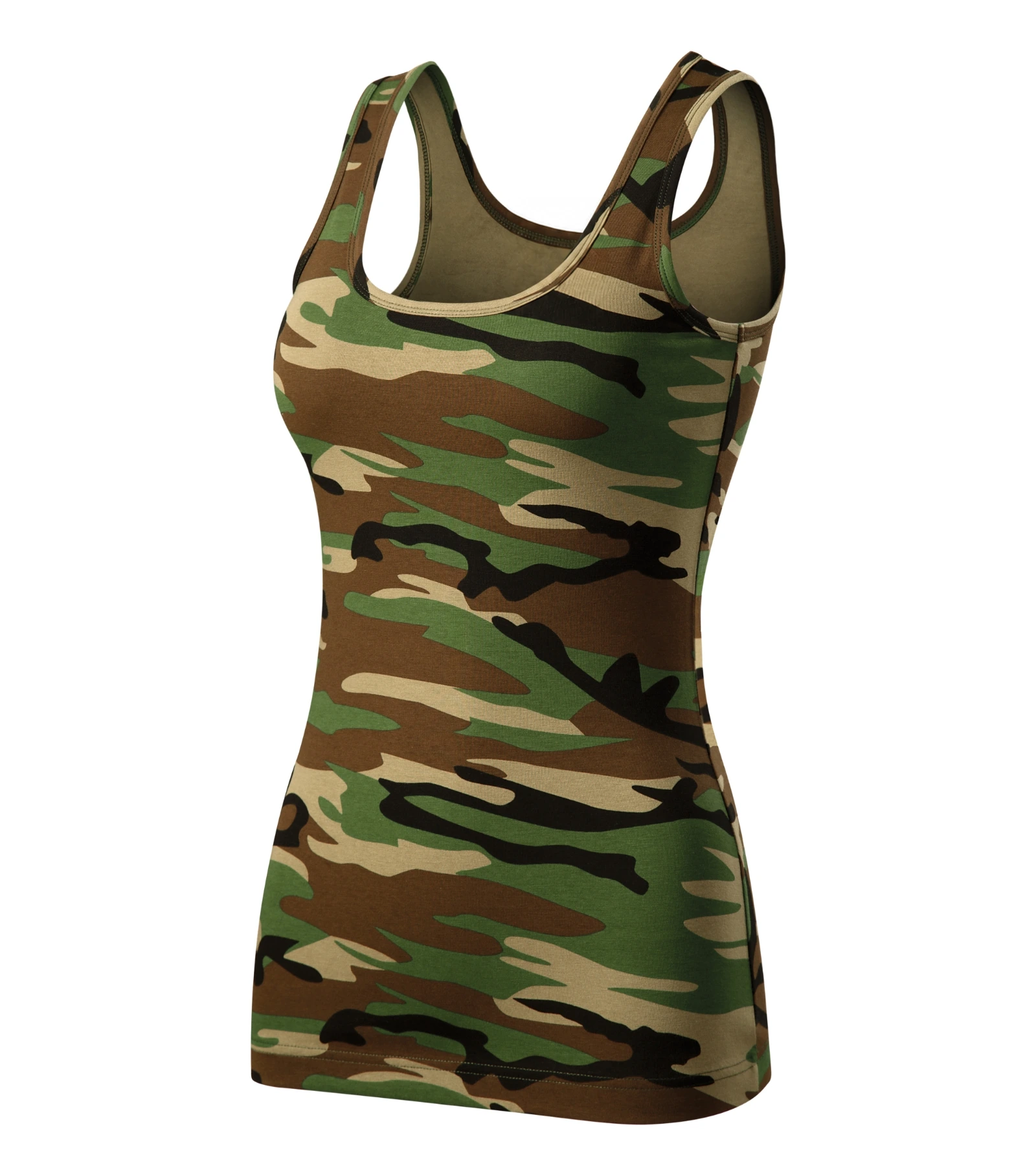 Dawn Pulse - Top Damen 95% Baumwolle, 5% Elasthan - C36, Camouflage Braun, Größe XS