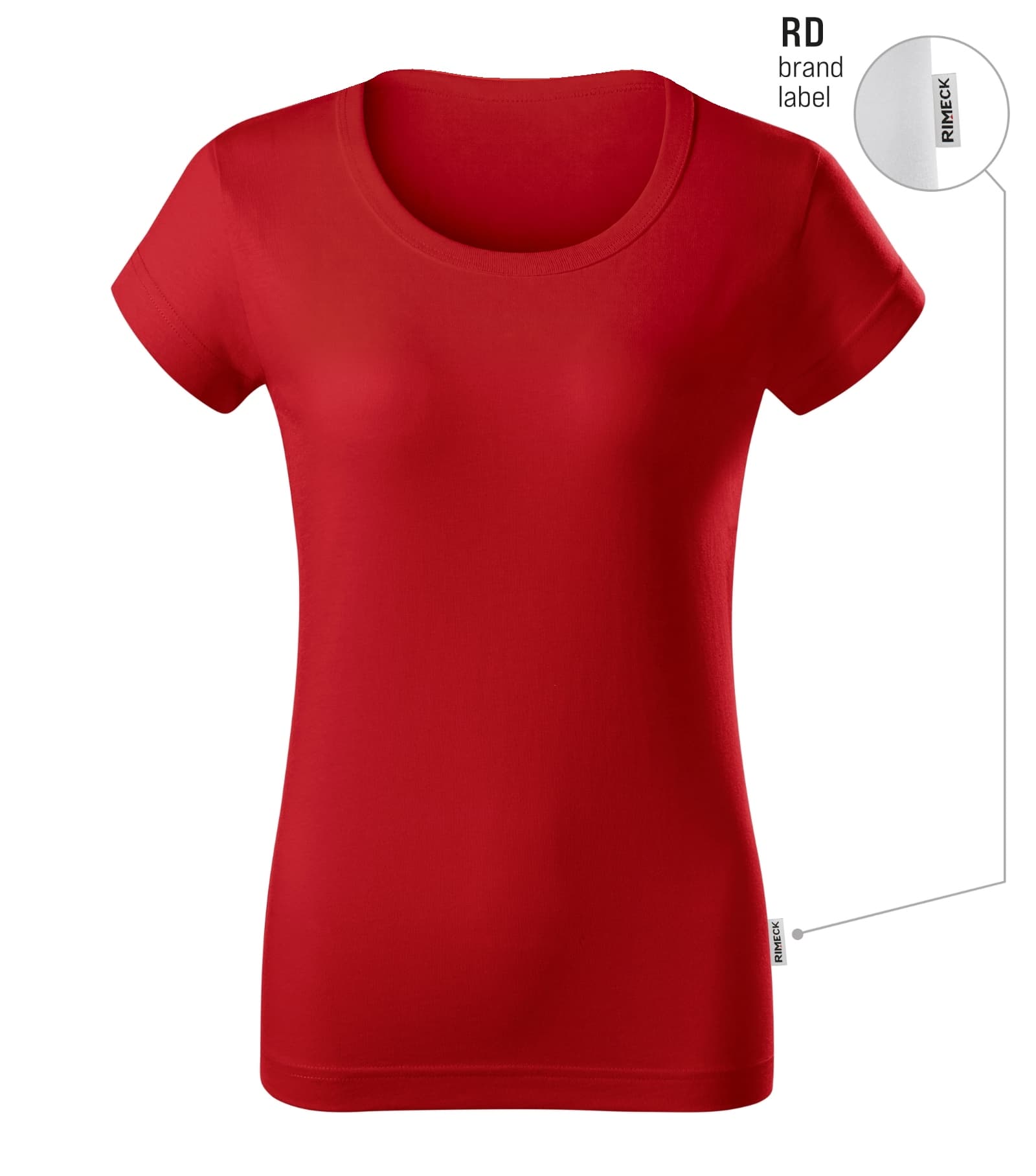 Zephyr Pulse - T-Shirt Damen 100% vorgeschrumpfte Baumwolle - R02 in Rot 07 (Markenlabel)