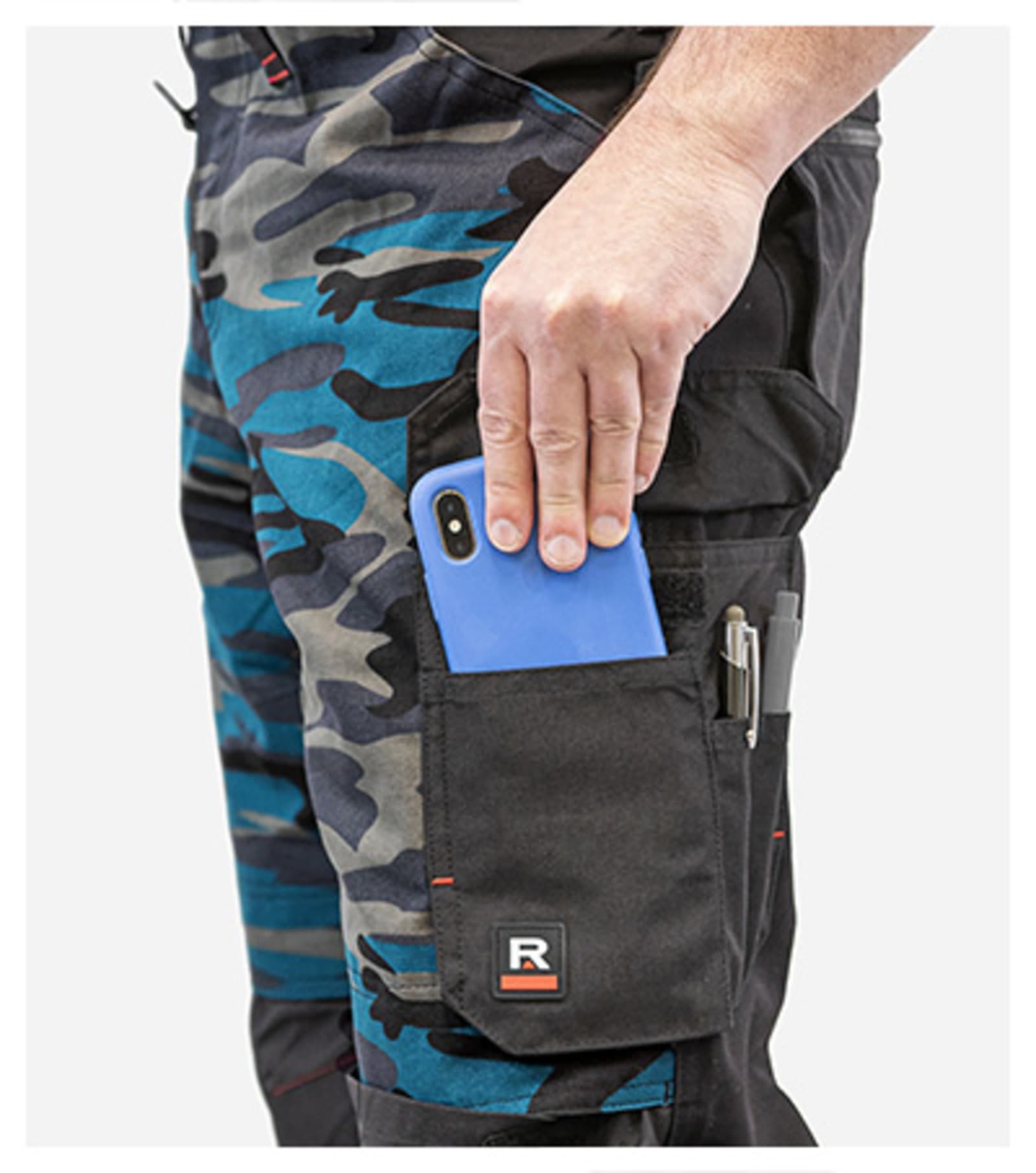 Amber Peak - Arbeitshose Herren 65% Polyester, 35% Baumwolle - W09 in Camouflage Petrol