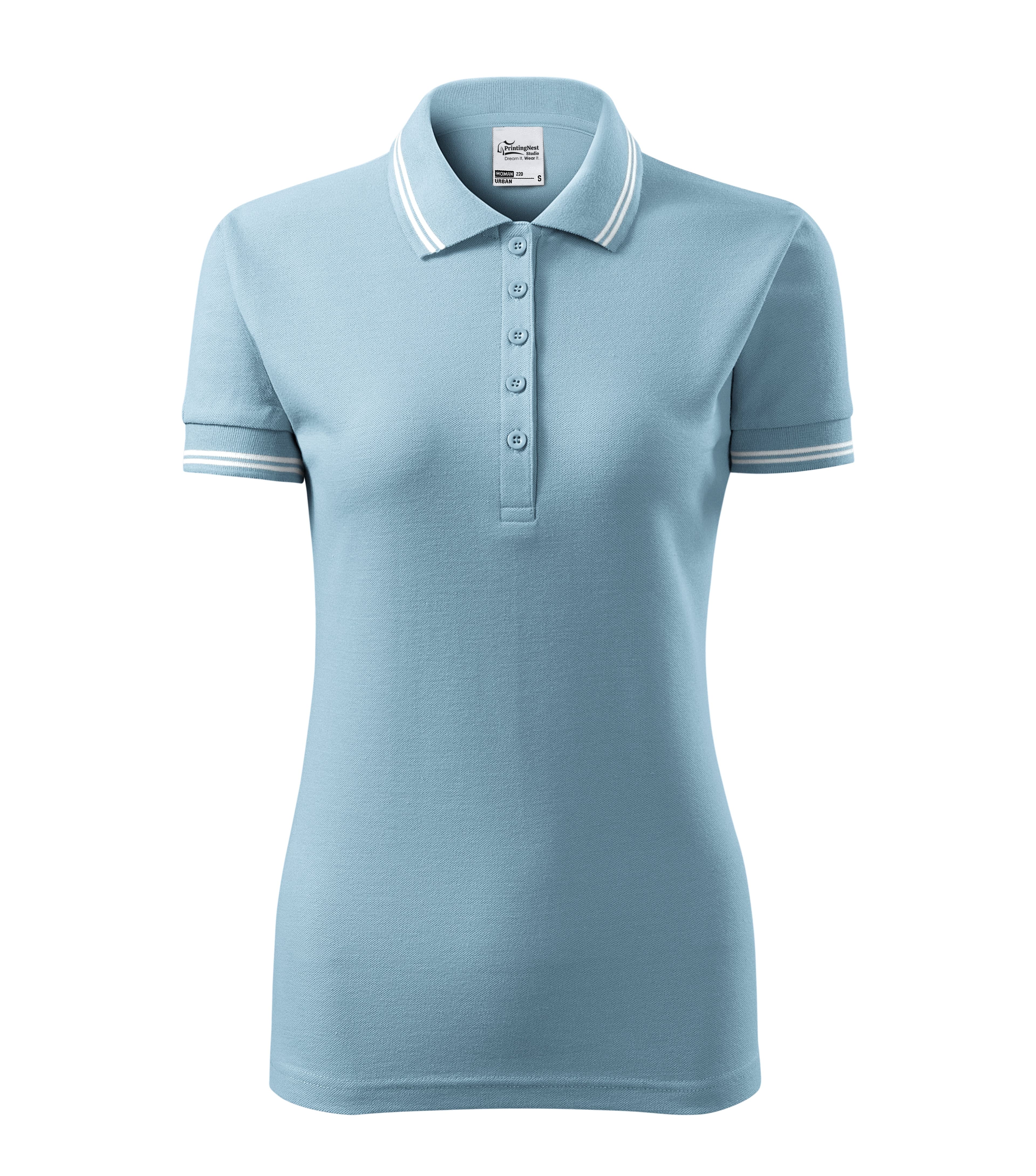 Rose Quartz -Poloshirt Damen 65% Baumwolle 35% Polyester - 220 in Himmelblau