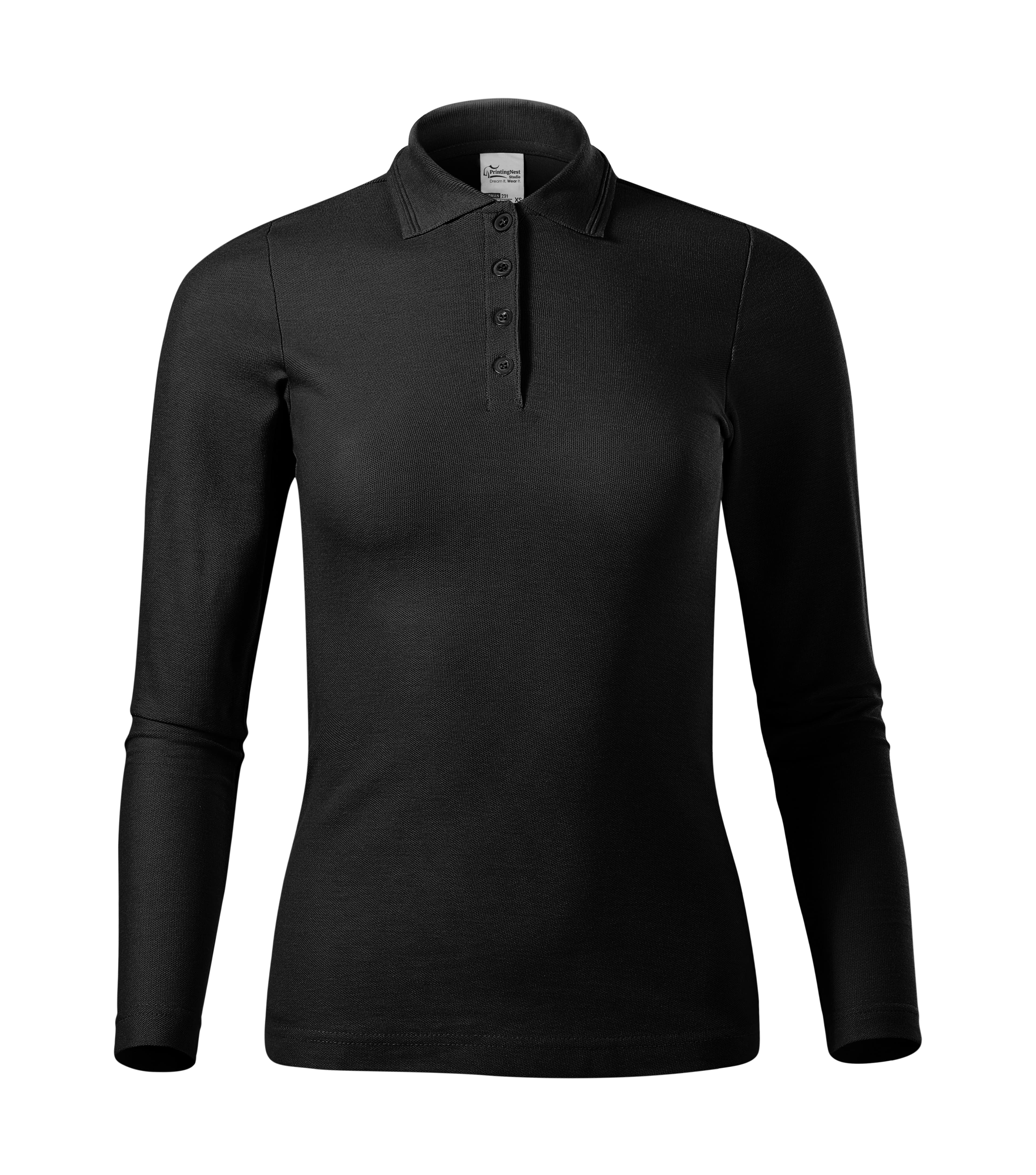 Coralia - Poloshirt Damen 65% Baumwolle 35% Polyester (long sleeve) - 231 in Schwarz