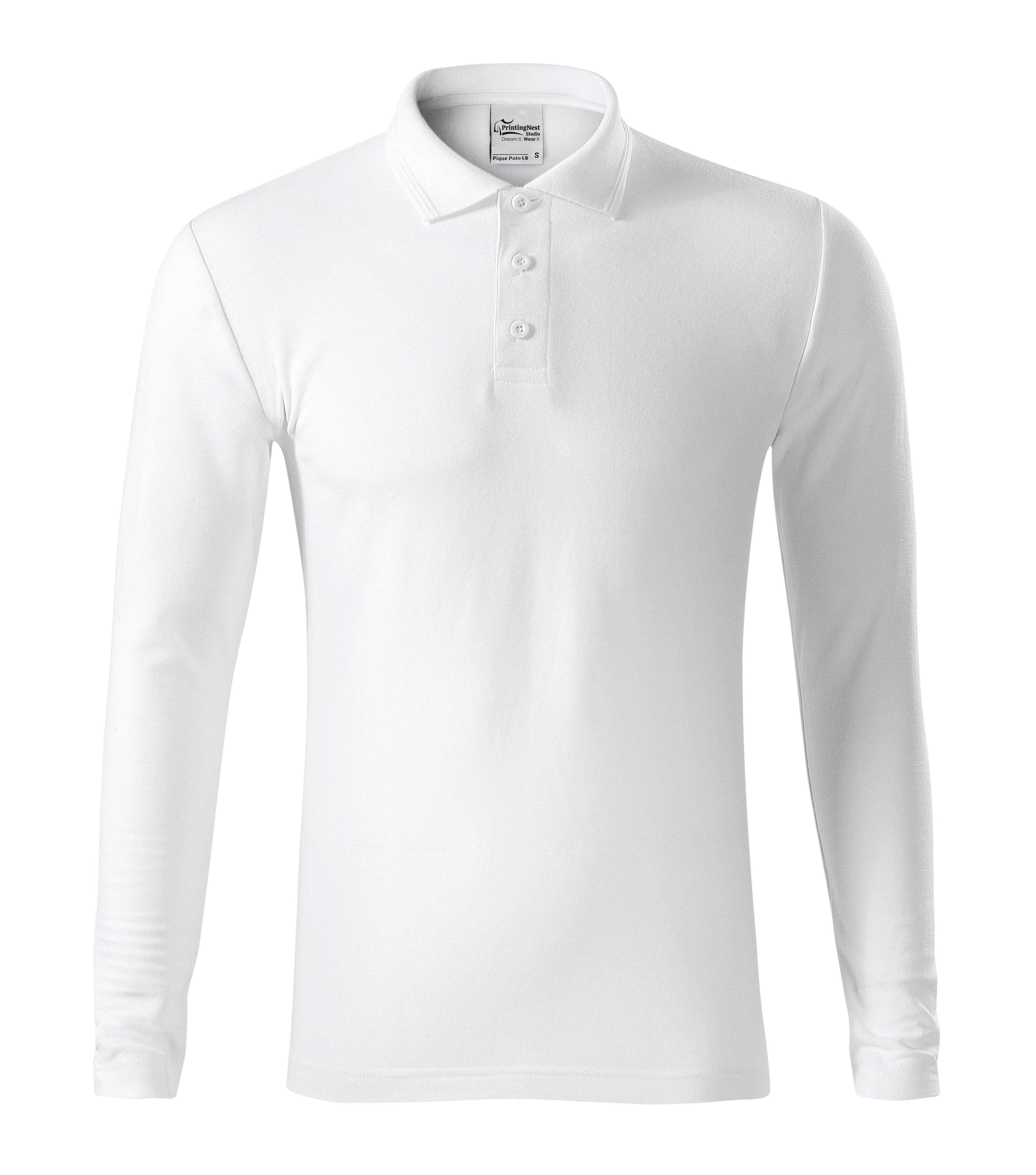 Helion Prime - Poloshirt Herren 65% Baumwolle 35% Polyester (long sleeve)- 221 in weiß
