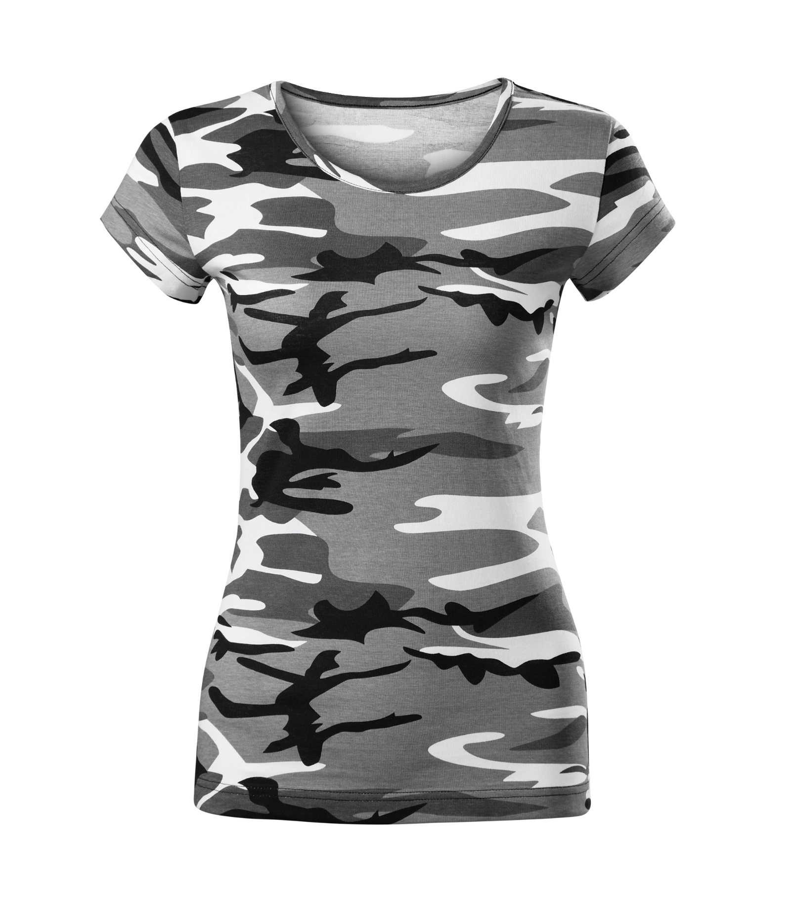 Ever Sphere - T-Shirt Damen 100% Baumwolle - C22, Camouflage Grau, Größe XS