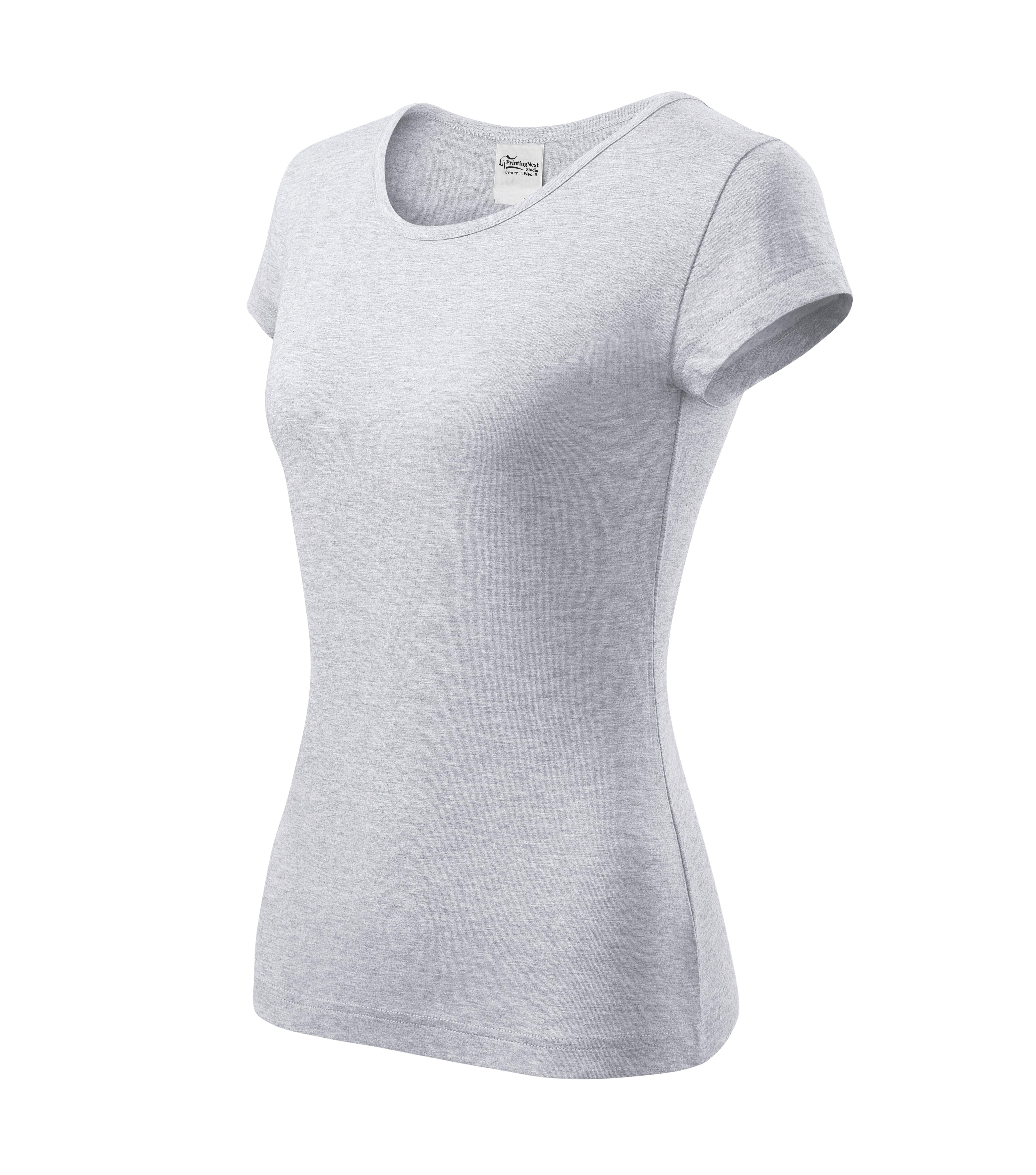 Pure Haven - T-Shirt Damen 100% Baumwolle - 122, Aschgrau meliert, Größe XS